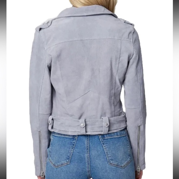 Blank NYC Cloud Grey Suede Leather Moto Biker Jacket Size Medium - Picture 4 of 17